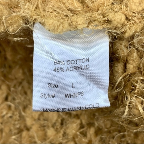 L Woven Heart Yellow Fuzzy Shrug Sweater Long Sleeve Large Stretch Open Front - Picture 6 of 7